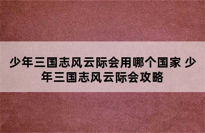 少年三国志风云际会用哪个国家 少年三国志风云际会攻略